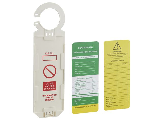 Support tag echaffaudage avec étiquette 92 x 325mm