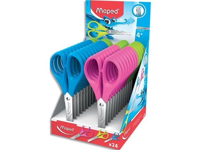 Ciseaux Pulse 13 cm, bouts ronds, coloris assortis (livré en présentoir)