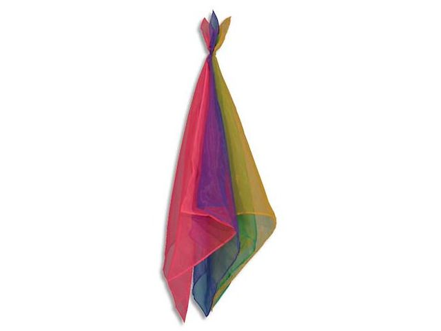 Foulard de jonglage, carré. Filtre polyester format 70x70cm. Lot 12 pcs. Coloris assortis.