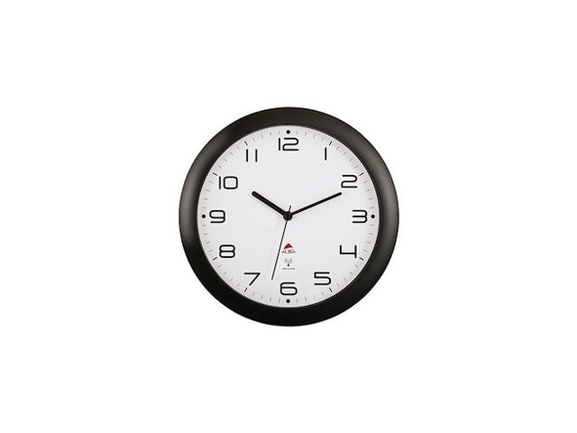 Horloge mural radio-piloté Hornew, coloris Noir. Diamètre 30 cm
